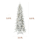 Fraser Hill Farm 7.5-Ft Slim Mountain Pine Flocked Artificial Christmas Tree with Dual Multicolor & Warm White LED Lights