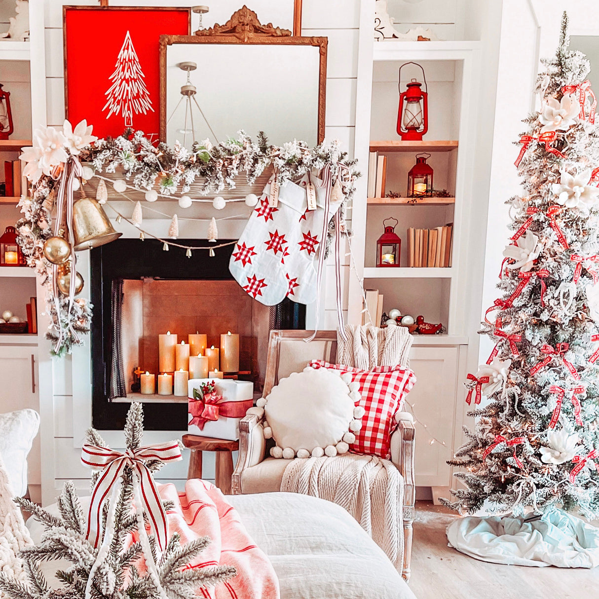 Fraser Hill Farm 9-Ft Slim Mountain Pine Flocked Artificial Christmas Tree