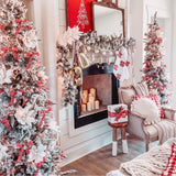 Fraser Hill Farm 9-Ft Slim Mountain Pine Flocked Artificial Christmas Tree