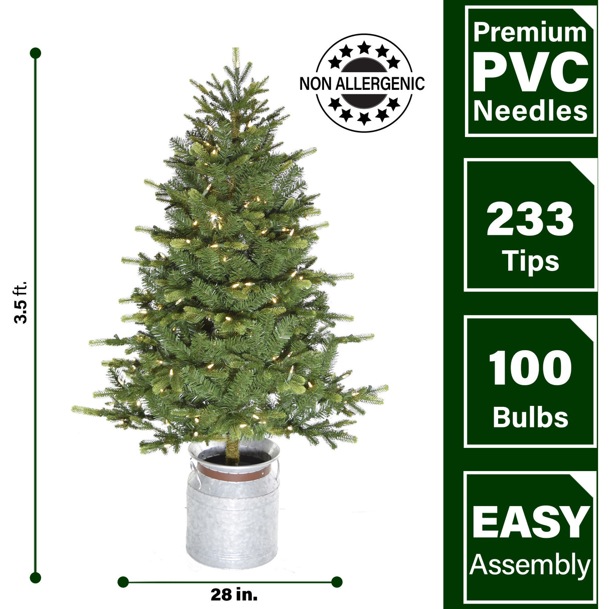 3.5-Ft. Porch Accent Tree in Rustic Farmhouse Metal Jug with Warm White LED Lighting