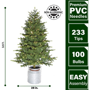 3.5-Ft. Porch Accent Tree in Rustic Farmhouse Metal Jug with Warm White LED Lighting