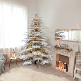 10-Ft. Flocked Pine Valley Christmas Tree with White Incandescent Smart Lights