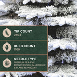 10-Ft. Flocked Pine Valley Christmas Tree with White Incandescent Smart Lights