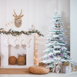 6.5-Ft. Flocked Pine Valley Christmas Tree with Dual Multicolor & Warm White LED Lights