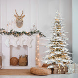 7.5-Ft. Flocked Pine Valley Christmas Tree with Warm White LED Lights