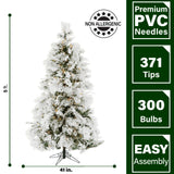 5-Ft. Flocked Snowy Pine Christmas Tree with Warm White LED Lights
