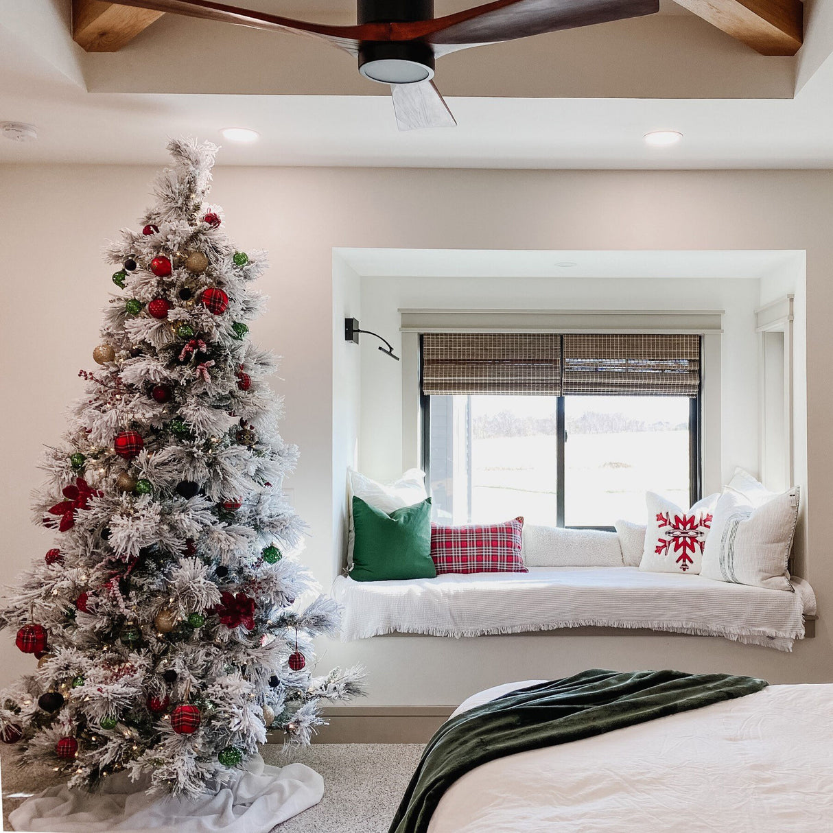 6.5-Ft. Flocked Snowy Pine Christmas Tree with Warm White LED Lights