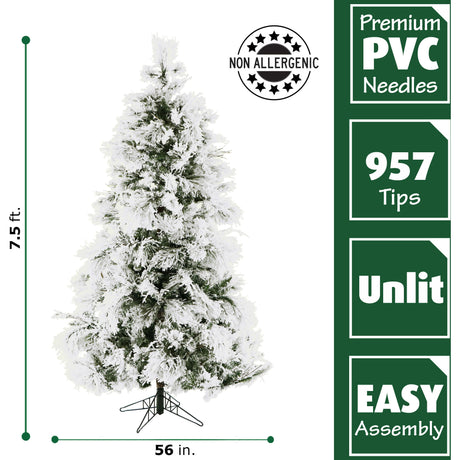 7.5-Ft. Flocked Snowy Pine Christmas Tree