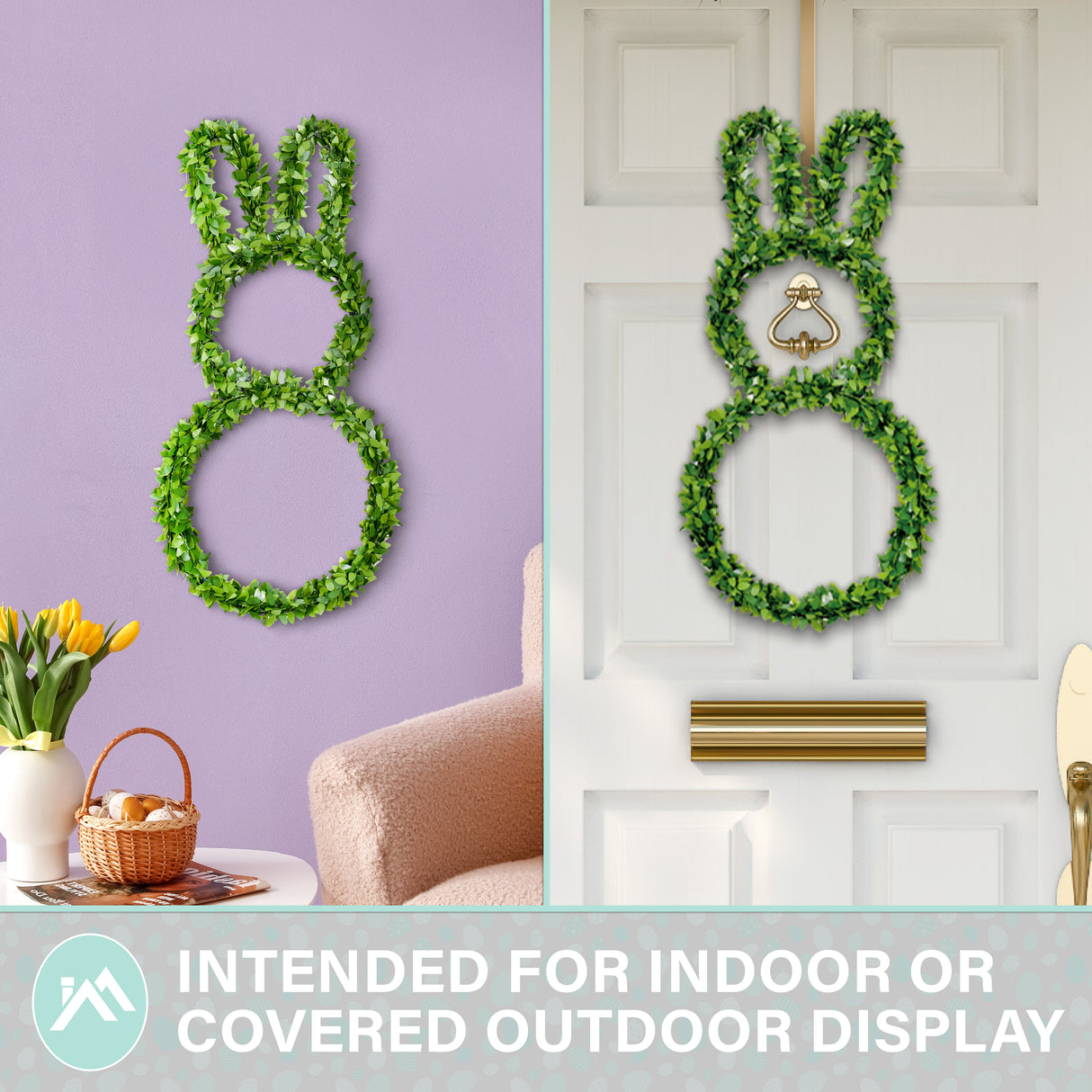24-inch Boxwood Bunny Wreath