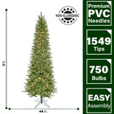 9-Ft. Winter Falls Slim-Silhouette Christmas Tree with 8-Function Warm White LED Lighting and EZ Connect