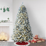 7.5-Ft. Flocked Winter Snow Pine Christmas Tree with Warm White LED Lighting