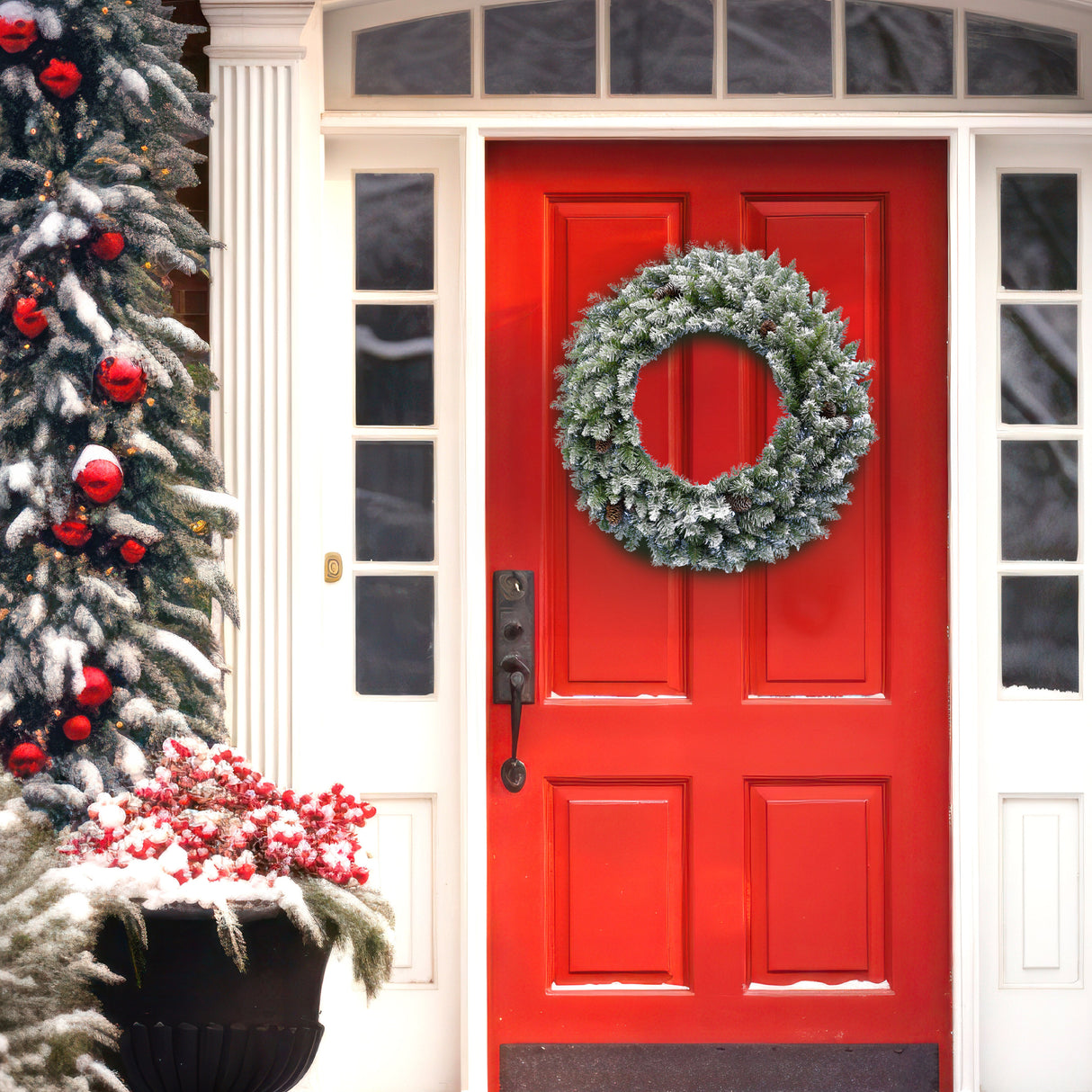36-in. Frosted Pine Wreath with Pinecones