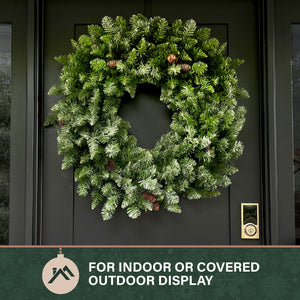 36-in. Frosted Pine Wreath with Pinecones