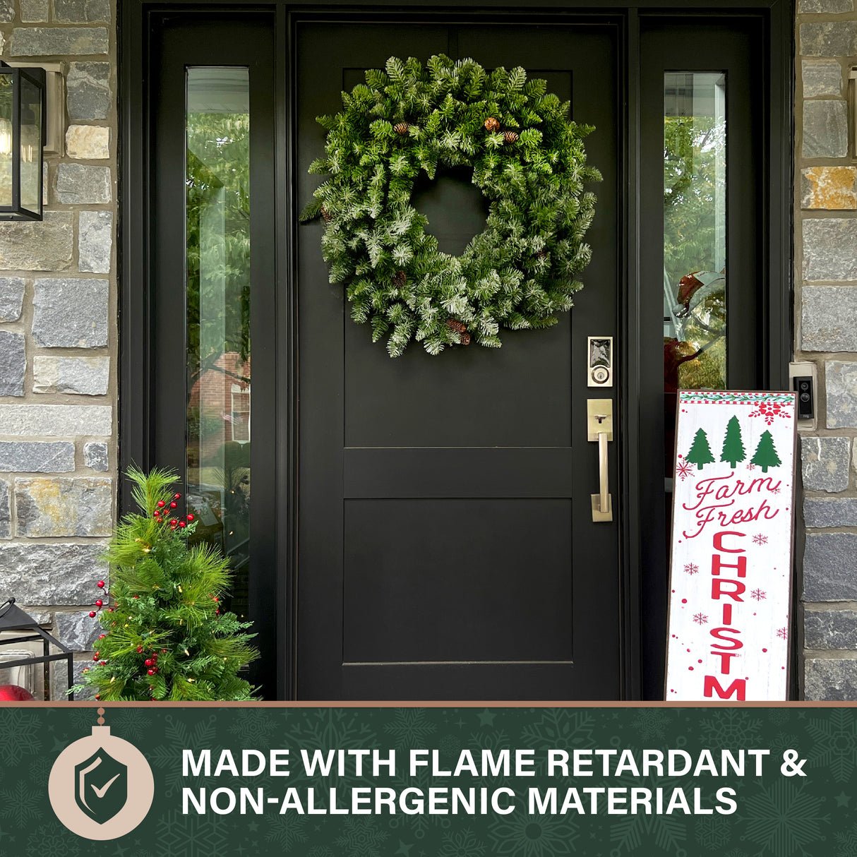 36-in. Frosted Pine Wreath with Pinecones