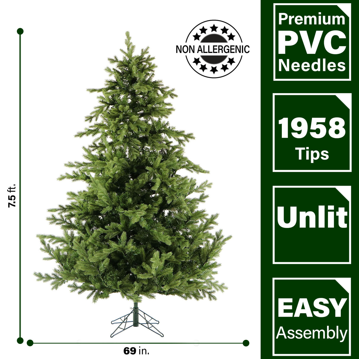 7.5-Ft. Woodside Pine Christmas Tree with White Incandescent Smart Lights
