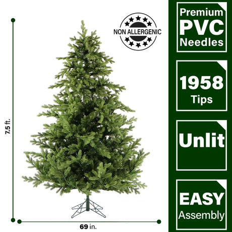7.5-Ft. Woodside Pine Christmas Tree with White Incandescent Smart Lights