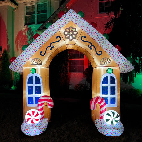 8-Ft. Tall Prelit Gingerbread Arch Inflatable
