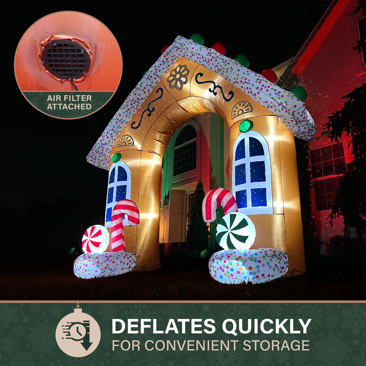 8-Ft. Tall Prelit Gingerbread Arch Inflatable