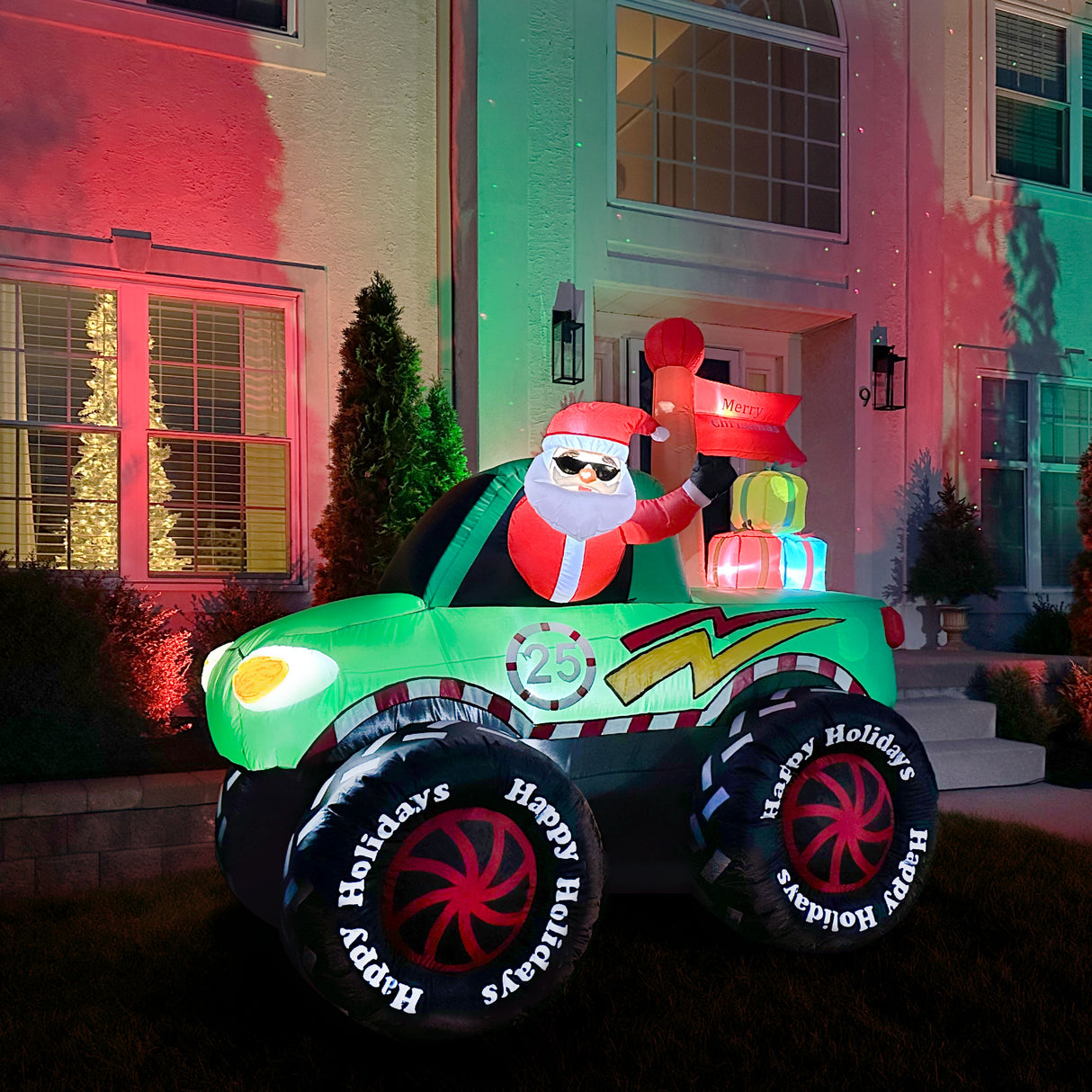 6-Ft. Tall Prelit Santa in Monster Truck Inflatable