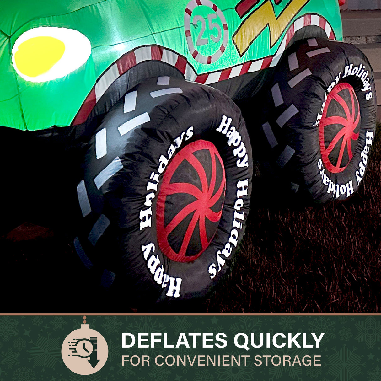 6-Ft. Tall Prelit Santa in Monster Truck Inflatable