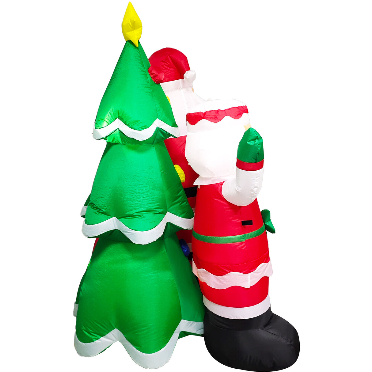 6-Ft. Tall Prelit Mr. and Mrs. Claus with Tree Inflatable with Music