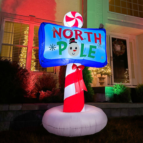 6-Ft. Tall Prelit North Pole Sign Inflatable