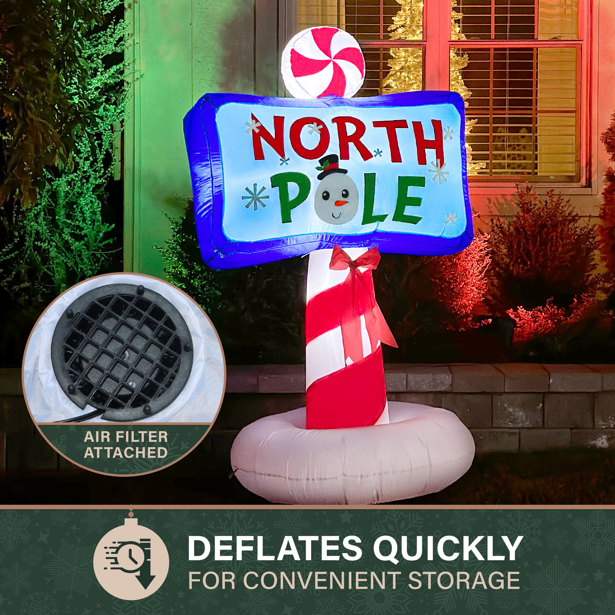 6-Ft. Tall Prelit North Pole Sign Inflatable