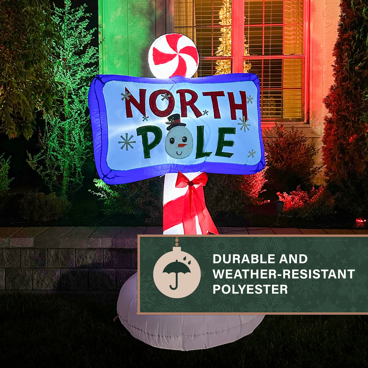 6-Ft. Tall Prelit North Pole Sign Inflatable