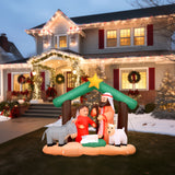 7-Ft. Wide Nativity with Mary, Joseph, Baby Jesus, and Animals, Blow-Up Christmas Inflatable w/ Lights and Storage Bag
