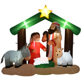 7-Ft. Wide Nativity with Mary, Joseph, Baby Jesus, and Animals, Blow-Up Christmas Inflatable w/ Lights and Storage Bag