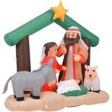 7-Ft. Wide Nativity with Mary, Joseph, Baby Jesus, and Animals, Blow-Up Christmas Inflatable w/ Lights and Storage Bag