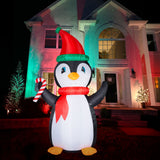 10-Ft. Tall Penguin with Candy Cane, Outdoor Blow-Up Christmas Inflatable with RGB Lights and Storage Bag