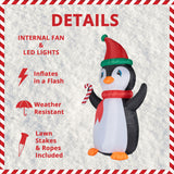 10-Ft. Tall Penguin with Candy Cane, Outdoor Blow-Up Christmas Inflatable with RGB Lights and Storage Bag