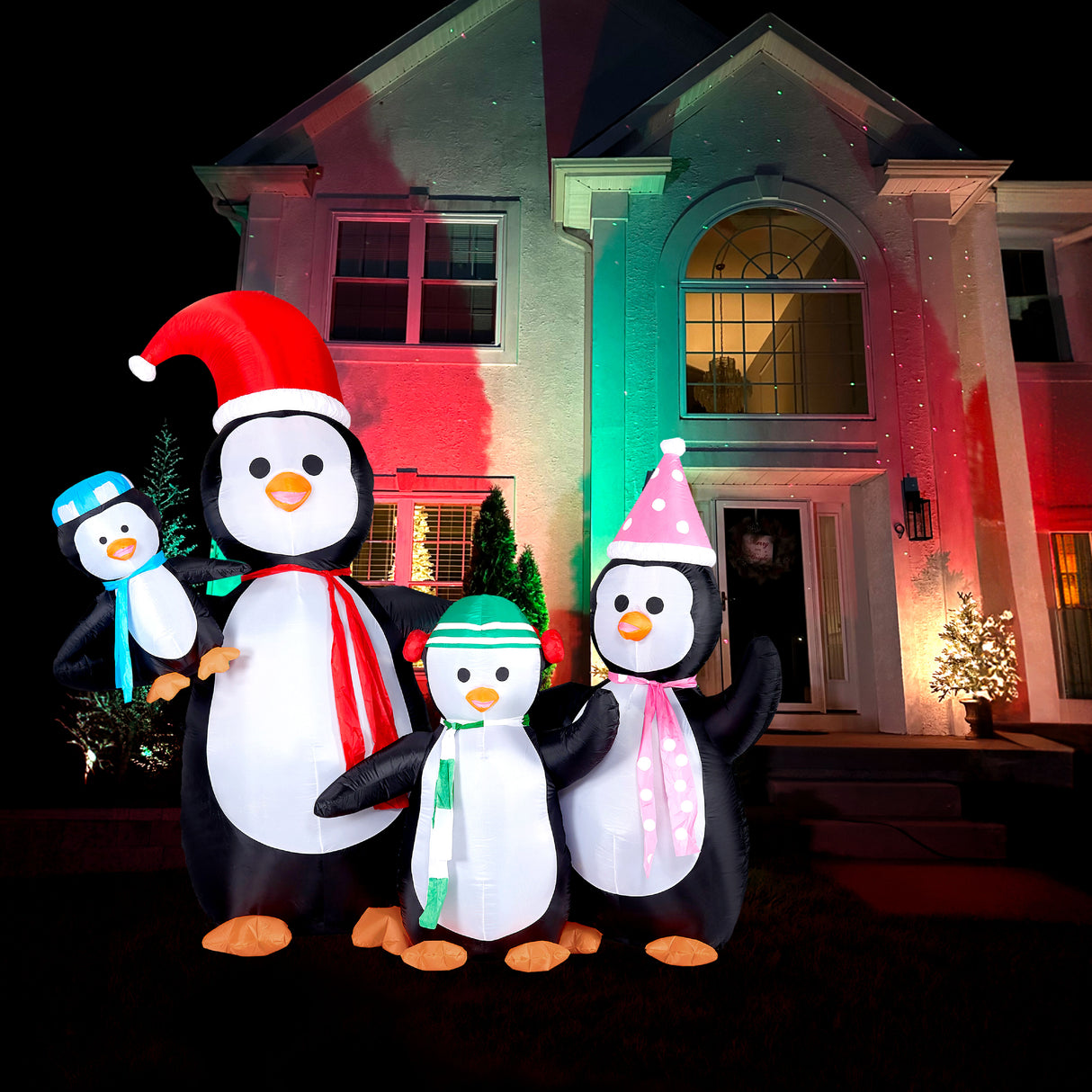 10-Ft. Tall Penguin Family, Outdoor Blow-Up Christmas Inflatable with Lights and Storage Bag