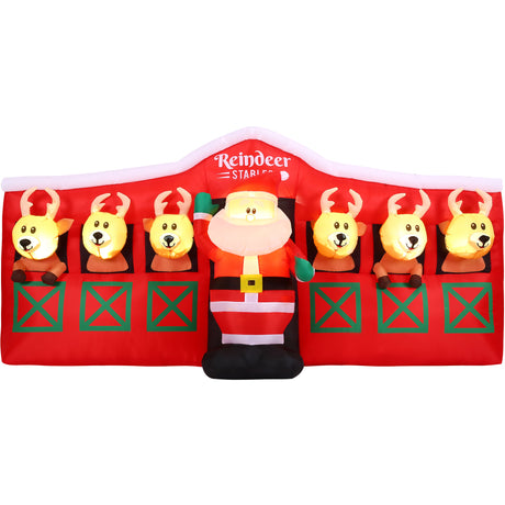 4-Ft. Tall Pre-Lit Inflatable Santa in Reindeer Stable