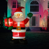 10-Ft; Tall Santa Claus Holding Gift, Outdoor Blow-Up Christmas Inflatable with Lights and Storage Bag