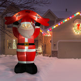 10-Ft. Tall Santa Holding HO HO HO Sign, Outdoor Blow-Up Christmas Inflatable with Lights and Storage Bag