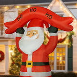 10-Ft. Tall Santa Holding HO HO HO Sign, Outdoor Blow-Up Christmas Inflatable with Lights and Storage Bag