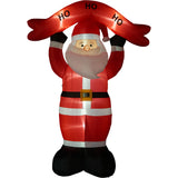 10-Ft. Tall Santa Holding HO HO HO Sign, Outdoor Blow-Up Christmas Inflatable with Lights and Storage Bag