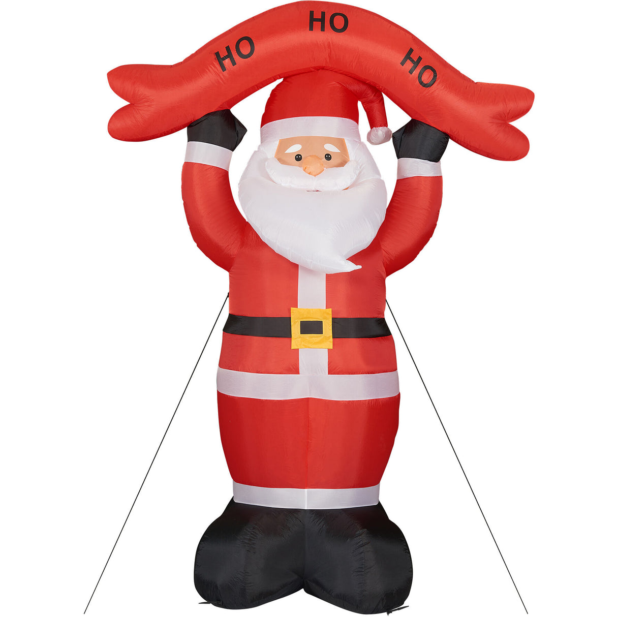 10-Ft. Tall Santa Holding HO HO HO Sign, Outdoor Blow-Up Christmas Inflatable with Lights and Storage Bag