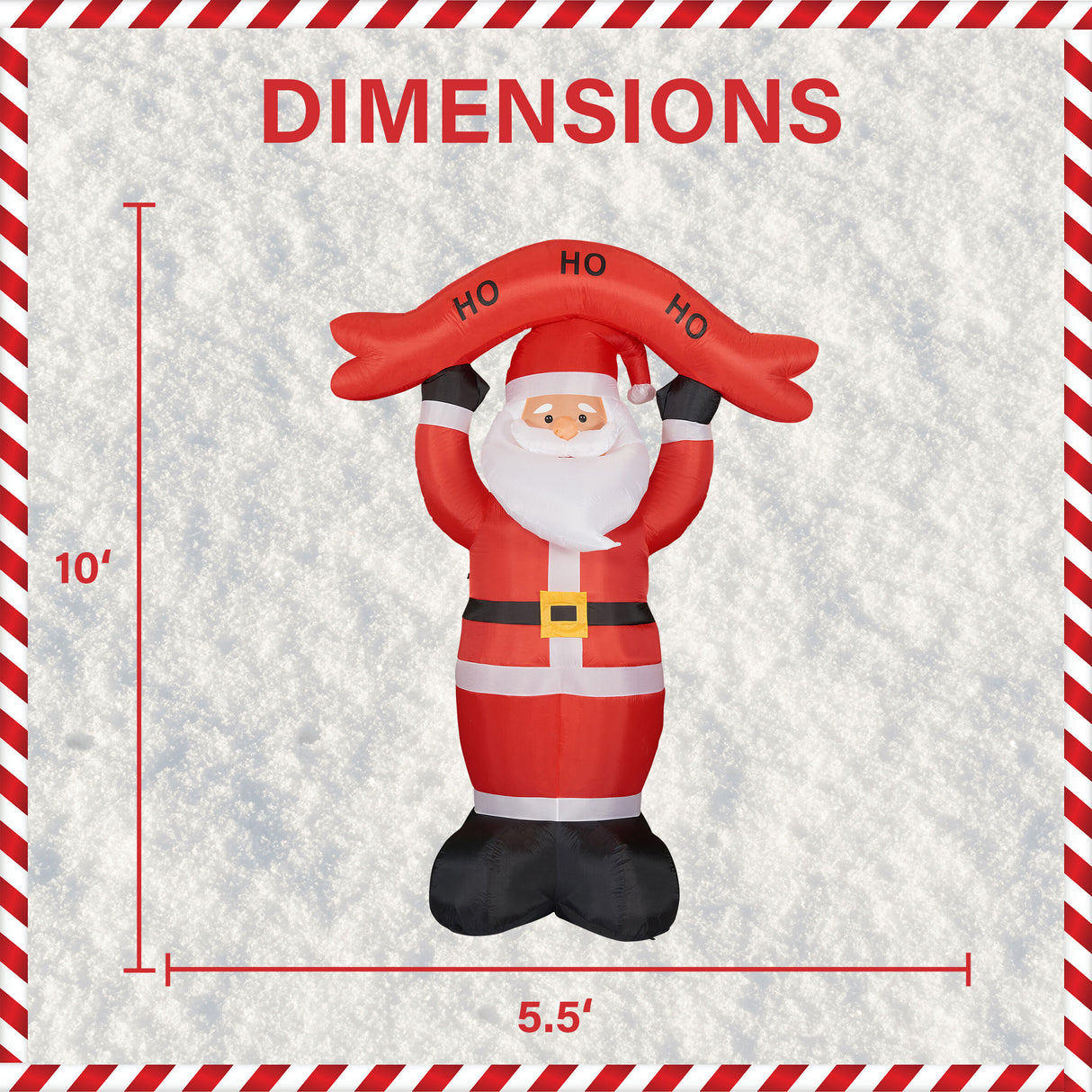 10-Ft. Tall Santa Holding HO HO HO Sign, Outdoor Blow-Up Christmas Inflatable with Lights and Storage Bag