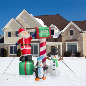 6-Ft.-Tall-Welcome-Mailbox-with-Santa,-Snowman,-and-Penguin,-Outdoor-Blow-Up-Christmas-Inflatable-with-Lights-and-Storage-Bag-Christmas-Lawn-Decor