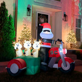 6-Ft. Tall Prelit Santa on Motorcycle with Reindeer Sidecar Inflatable