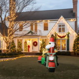 6-Ft. Tall Prelit Santa on Motorcycle with Reindeer Sidecar Inflatable