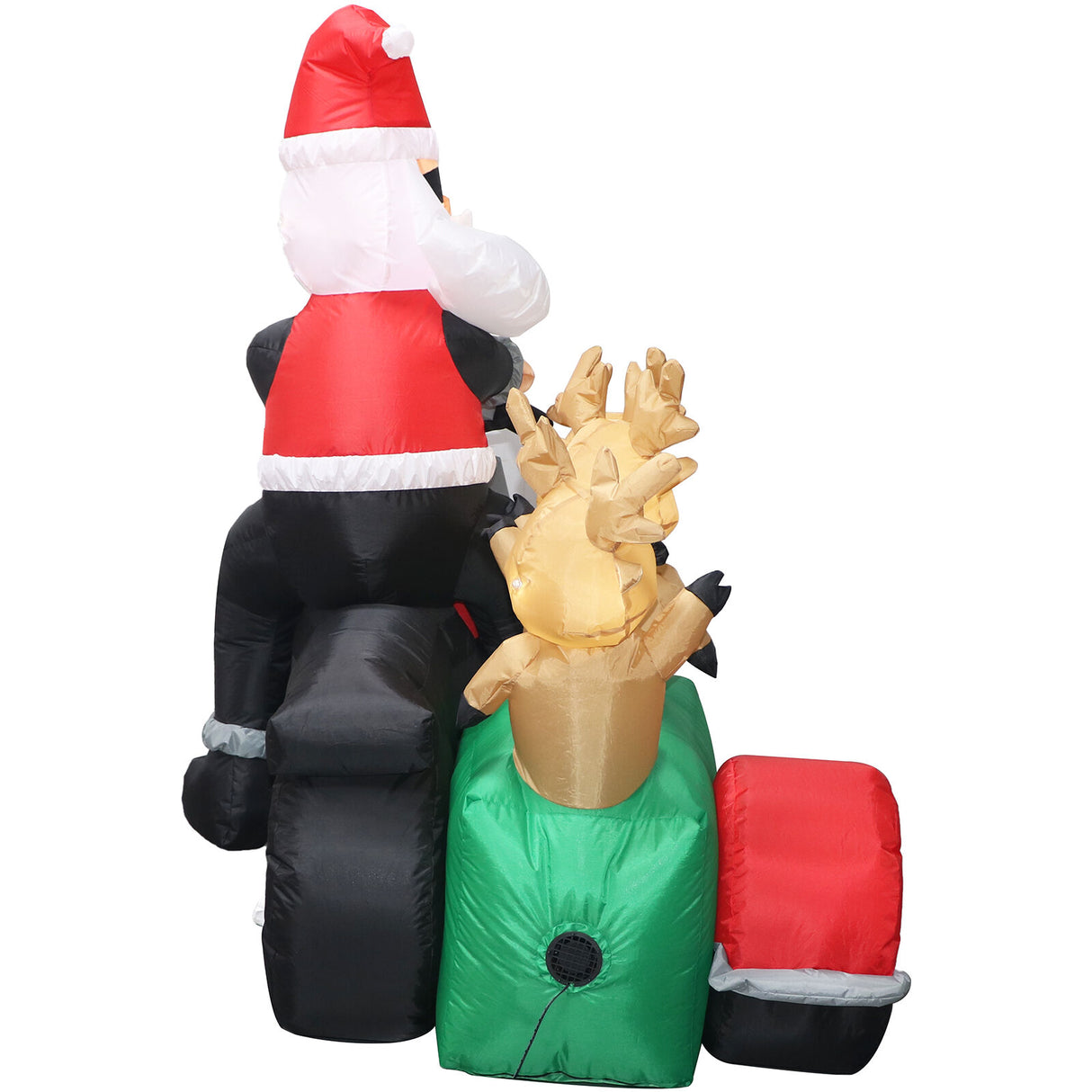 6-Ft. Tall Prelit Santa on Motorcycle with Reindeer Sidecar Inflatable