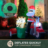 6-Ft. Tall Prelit Santa on Motorcycle with Reindeer Sidecar Inflatable