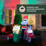 6-Ft. Tall Prelit Santa on Motorcycle with Reindeer Sidecar Inflatable