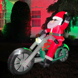 6-Ft. Wide Prelit Motorcycle Santa Inflatable