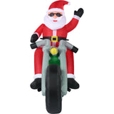 6-Ft. Wide Prelit Motorcycle Santa Inflatable