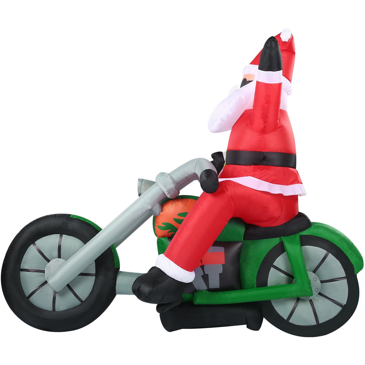 6-Ft. Wide Prelit Motorcycle Santa Inflatable